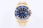 Rolex Submariner 3235 Movement 41mm Ceramic Bezel Blue Face Gold Strap Watch